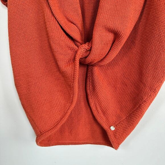 Pure & Co. Cocoon Knit Sweater Twist Knot Front V-Neck Shawl Collar S/M Orange - Picture 5 of 10